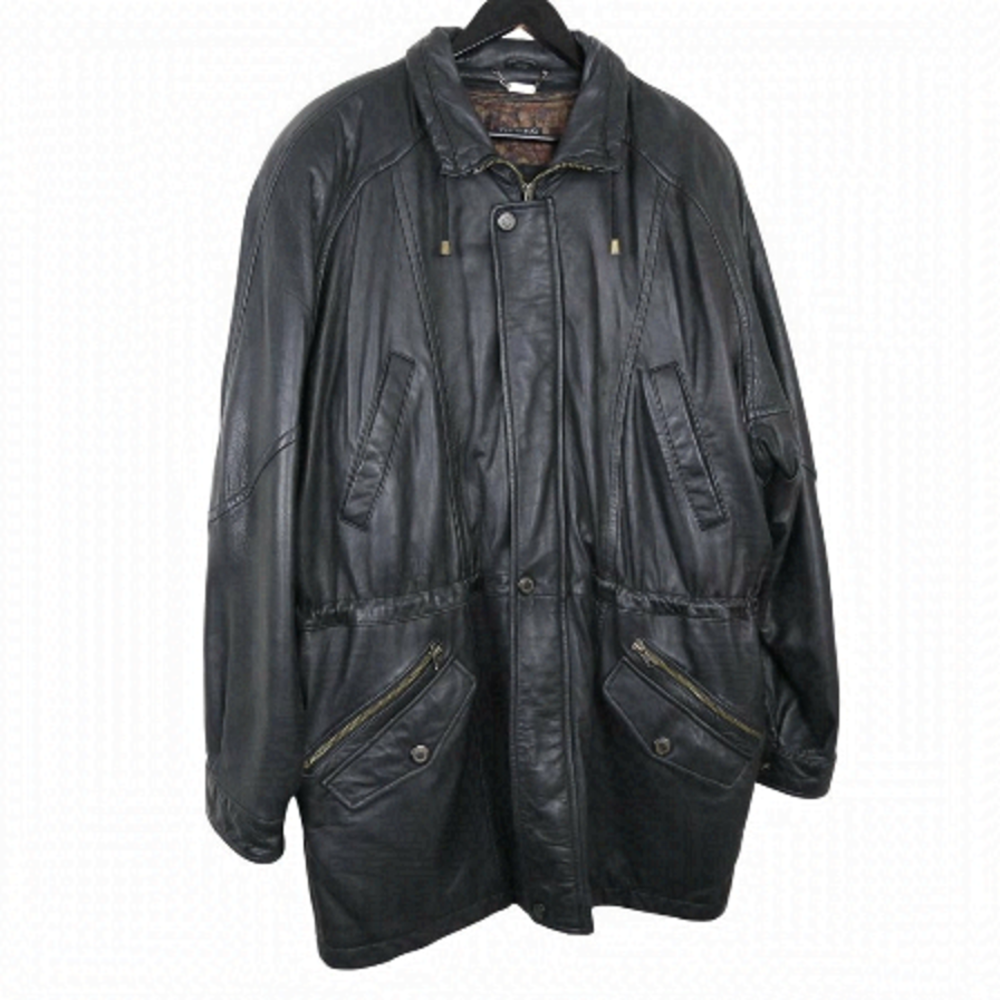 Danier Vintage Leather Olefin Oversized Filled Men's Jacket 80s Black Size M Y2K